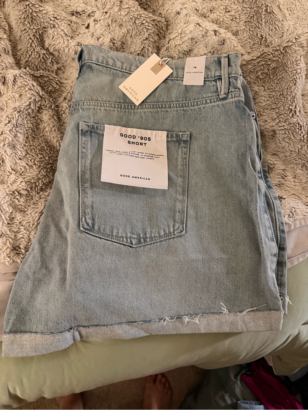 Good American Light Blue Denim '90s-Inspired Jean Shorts